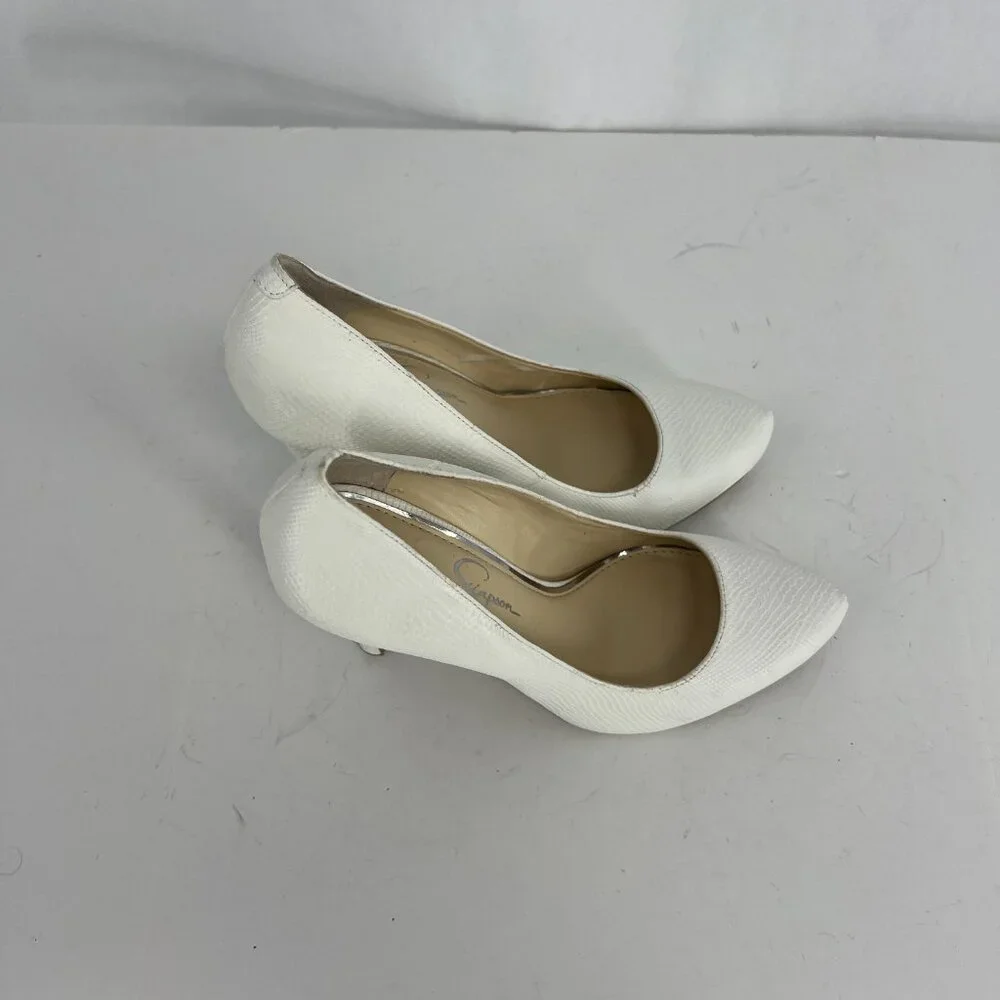 Jessica Simpson Parisah White Snakeskin Platform Pump